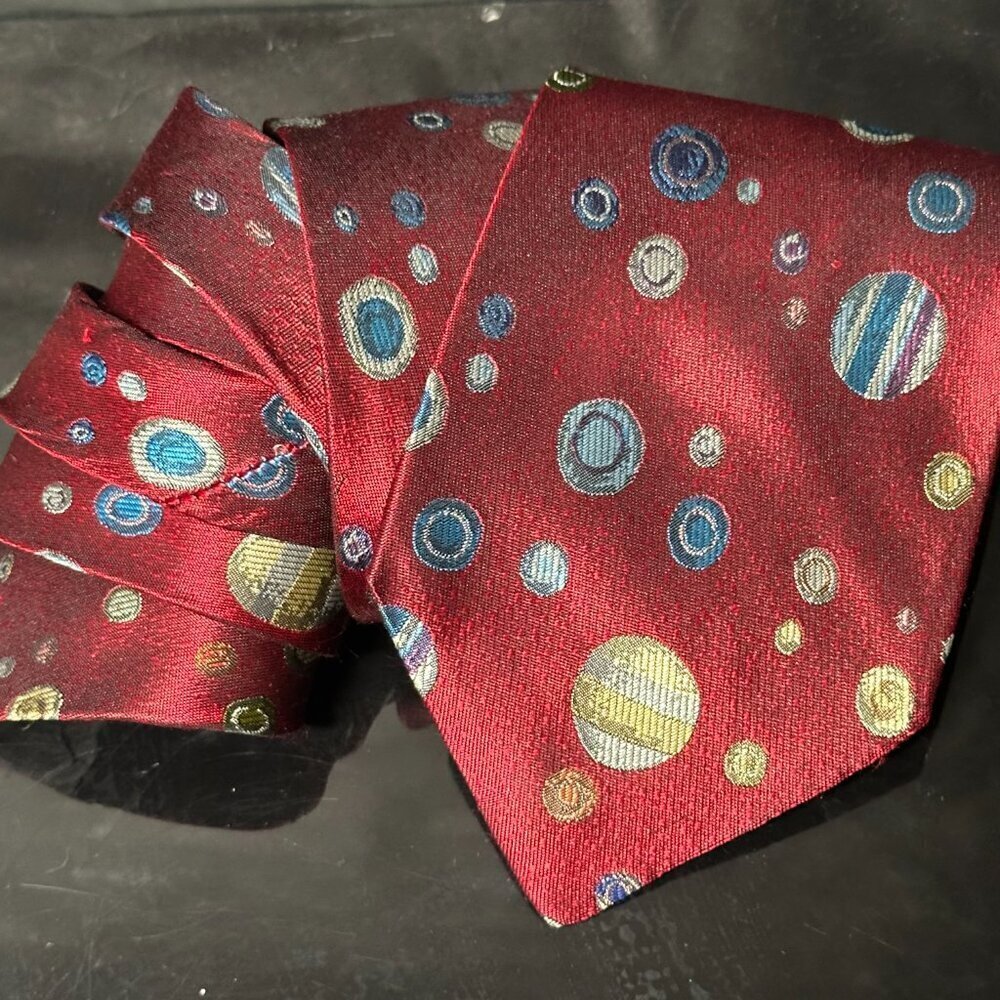 Missoni Tie Pool Balls Retro Silk Burgundy Maroon Neckwear Necktie EUC Designer